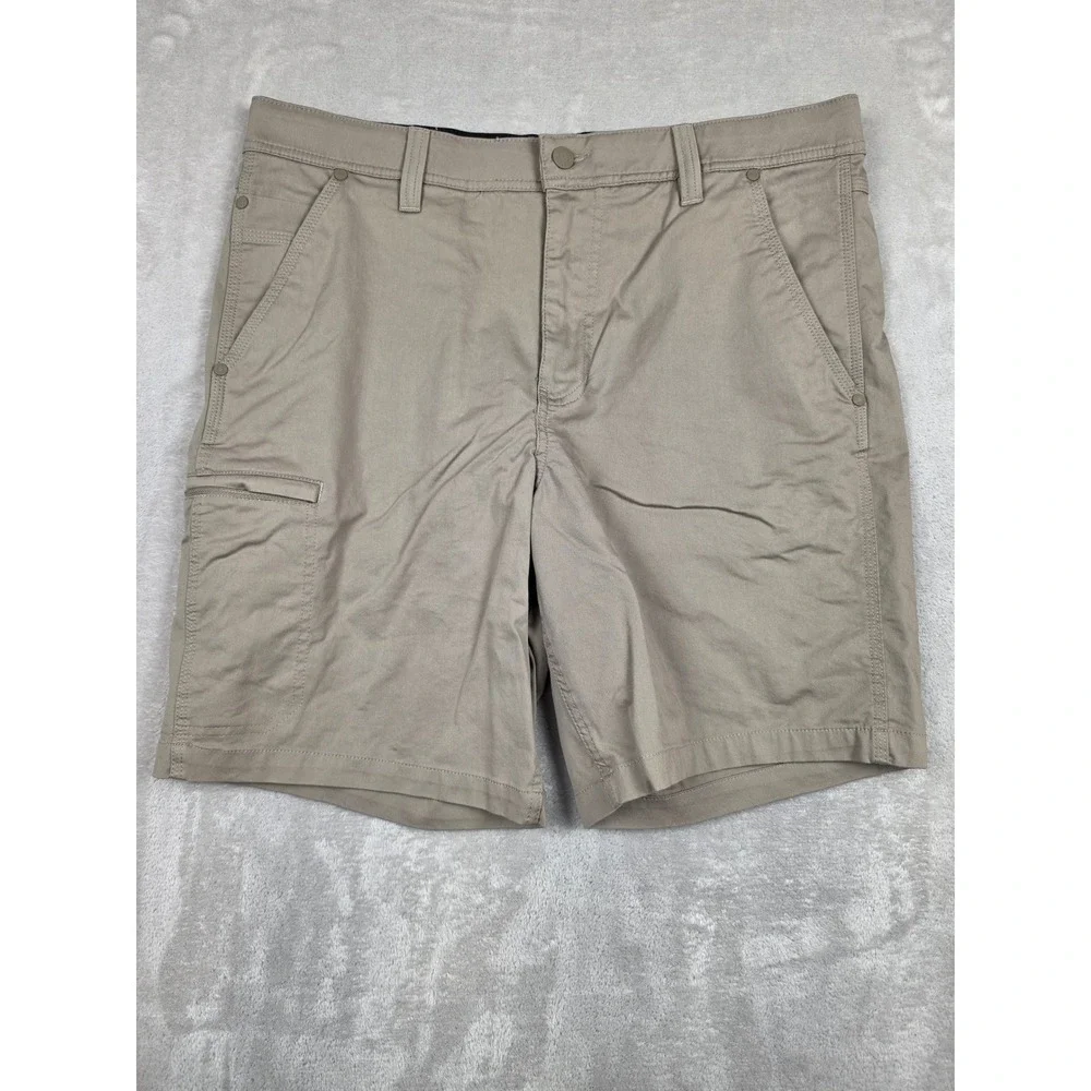 Wrangler Regular Fit Shorts Mens 34 Khaki Tan Stretch Cargo Utility 1967460